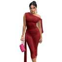 Elainone Capri Sets Women 1 Piece Outfits Sexy One Shoulder Sleeveless Crop Tops Bodycon Pant Sets M