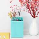 Koqye Pen Holder Teal Pencil Holder Cup Desk Organizer Decorative Acrylic Makeup Brush Holder Pen Cup for Home Office N School (Teal)