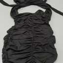 Bodycon Corset Mini Dresses Square Neck Ruched Sleeveless Club Party Short Dress, Black, S Size