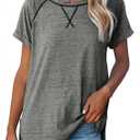 Aokosor Summer Tops for Women Casual 2025 Loose Fitting Outfits Workout (Gray, S)