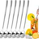 9.5-Inch Long Spoon, Ice Tea Spoons for Ice Cream, Coffee, Cocktail, Stainless Steel Long Spoons for Stirring, Long Handle Spoon, Set of 6