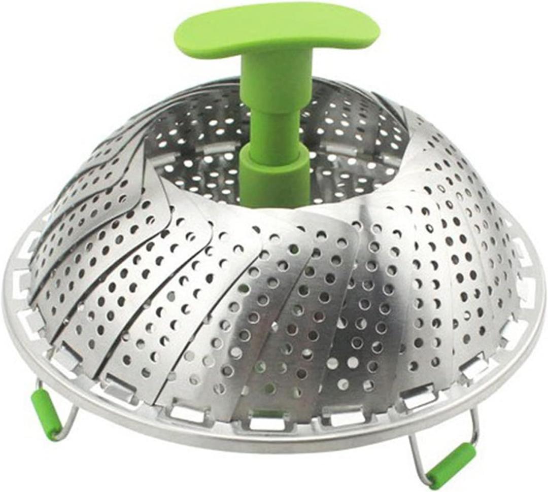Adjustable Folding Steam Basket, Stainless Steel Vegetable Steamer Stainless Steel Vegetable Steam Basket Strainer and Fruit Basket Folding Expandable Steamers (403 stainless