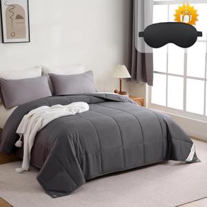 YOUR MOON Luxurious All Season Wool Comforter Twin Size, 100% Natural Australian Wool Filling, Hypoallergenic Comforter Duvet Insert, Noiseless Cotton Shell (Dark Gray)