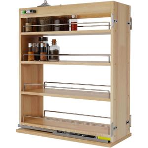 Pull Out Spice Rack Organizer for Cabinet (8" W x 22.3" D x 25.2" H), Sliding Spice Rack for Kitchen Cabinet, Wood Pull Out Cabinet Organizer for Multi-Use