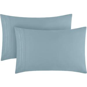 Mellanni Pillow Cases - Luxury, Extra Soft, Cooling Pillow Covers - 2 PC Iconic Collection Pillowcases - Envelope Closure (Standard/Queen 20"x30", Spa Blue)