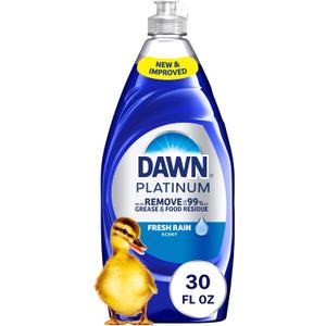 Dawn Platinum Dish Soap Fresh Rain Scent Liquid Dishwashing Detergent, Powerful Dawn Dish Soap for Tough Grease Removal, 30 oz