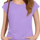 ZDC Girls Short Cap Sleeve T Shirts Kids Crewneck Summer Tops Basic Tees 5-14 Years (White)