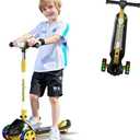 Winhope Kick Scooter for Kids, 3 Wheel Scooters, 4 Adjustable Height for 3-8 Years Old Boys Girls, Lean-to-Steer Kids Scooter (black)