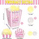 Sosation 2 Pack Giant Popcorn Box Prop Cardboard Stand up with Balloons Movie 3D Popcorn Bucket Decoration Large Carnival Circus Decorations Arch Kit for Movie Night Themed Birthday Party (Pink)