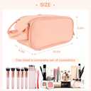 Travel Makeup Bag for Women, Large Capacity Waterproof Cosmetic Bag, Portable Toiletry BagsPouch with Divider & Handle