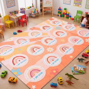 7.5x5 ft Large Rainbow Classroom Rug, Educational Area Mat