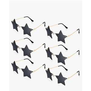 Konohan 6 Pairs Rimless Star Shape Sunglasses Disco Glasses Pentagram Sun Glasses for Halloween Bar Party Supplies Night Club