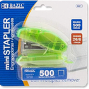 BAZIC Products Mini Stapler w/500 Staples, Standard (26/6) Built-in Staple Remover, Soft Grip 12 Sheets, Portable Small Staplers for Home Office School, 1 Unit