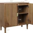 Smuxee Walnut Sideboard Cabinet, Freestanding Buffet Cabinet with Line Groove Design, Wood Storage Cabinet with Adjustable Shelf for Living Room, Entryway, Hallway