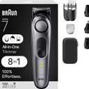 Braun All-in-One Style Kit Series 7 7410, 8-in-1 Trimmer for Men with Beard Trimmer, Body Trimmer for Manscaping, Hair Clippers & More, Sharpest Blade, 40 Length Settings, Waterproof (9 Piece Set, Silver)