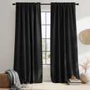 NICETOWN Halloween Black Blackout Living Room Curtains 84 inches Long, Black Out Curtain Panels for Bedroom - (Black Color) W52 x L84, 1 Pair, Thermal Insulated Blackout Draperies Window Treatment