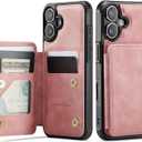 Vinich for iPhone 17 Wallet Case with Card Holder, RFID Blocking Credit Slots Kickstand Shockproof Phone Cover Fit for iPhone 17 6.3" Rose Pink