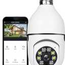 5MP Light Bulb Security Camera Outdoor, 360° WiFi Security Cameras Wireless Outdoor ,No Drill ScrewIn Light Bulb Camera with Motion Detection & TwoWay Audio,Color Night Vision,Compatible with Alexa