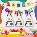 Maitys 16 Pack Apron Shape Art Paint Party Favor Bags Colorful Paint Splatter Paper Goodie Treat Bag with Handle for Art Themed Birthday Party Back to School Gift Baby Shower Supplies