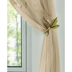 Antique Brass Curtain Holdbacks 2 Pack, Metal Olive Leaf Tiebacks Wall Mounted - Decorative Holders for Drapes & Curtains, Heavy Duty Pull Back Hooks (Antique Brass)