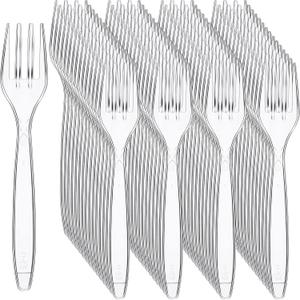 Potchen 1000 Pcs Clear Disposable Plastic Forks, Heavy Duty Plastic Utensils Bulk Cutlery Heavyweight Silverware Disposable Forks for Home Party Picnic Food, 5.8 Inches