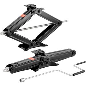 VEVOR 9000 lbs RV Scissor Jacks, 4-23.4 in RV Stabilizer Leveling Scissor Jacks, Set of 2, Heavy Duty Stabilizer Jack with Crank Handle, Socket and Bubble Levels, Not Easily Bent or Deformed