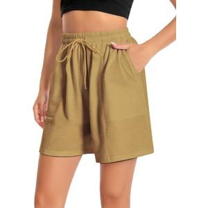 Women's Lounge Athletic Shorts with Pockets, 6.1" Sweat Shorts Women, Summer Casual Elastic Walking Running Shorts (XL)