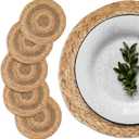 UniGreen Home & Garden Mix Woven Placemat Set of 6, 13.5 inches, Dia 12inches, Natural, MixPlacemat-13.5inch