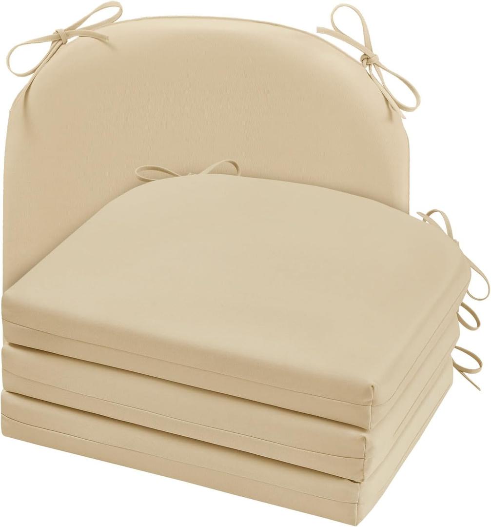 Cozyide Outdoor Chair Cushions, Waterproof Patio Seat Cushions with Adjustable Straps, Round Corner Patio Chair Cushions for Garden, Beige, 17x16x2 Inch (Pack of 4) Cozyide Outdoor Chair Cushions, Waterproof Patio Seat Cushions with Adjustable Straps, Round Corner Patio Chair Cushions for Garden, Beige, 17x16x2 Inch (Pack of 4)