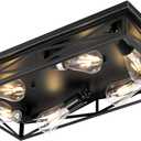 Flush Mount Ceiling Light Fixture,6-Light Black Farmhouse Flush Mount Light Fixture Kitchen Lights, 23" Metal Cage Closed to Ceiling Mounted Lights for Kitchen Hallway Entryway E26 Base, 1 Pack