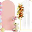 Putros 6.6ft Metal Arch Stand with Cover Pale Pink Spandex Fitted Wedding Arch Cover and Round Top Chiara Backdrop Stand Set for Birthday Party Baby Shower Decoration