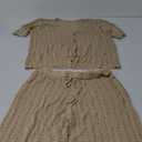 Imily Bela Women's Summer 2 Piece Swimsuit Cover up Crochet Knit Cardigan Tops Long Pants Set Bathing Suit Beach Outfit (X-Large, Light Khaki)