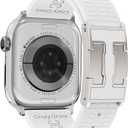 Silm Silicone Band Compatible with Apple Watch Bands 38mm40mm41mm42mm44mm45mm46mm49mm for women,Soft Silicone Replacement Strap for iWatch SE3/2/1 Series11 10 9 8 7 6 5 4 3 2 1 Ultra3/2/1 (White Band + Silver Buckle)