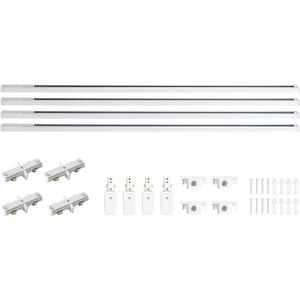 13FT H Track Lighting Rails White, H Type Track Lighting Rails Kit with End Caps and Live End Feed Connector, Track Lighting Kit Compatible with 3-Wire Single Circuit H Style Track System