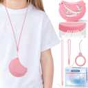 RAZOKO Silicone Retainer Case with 3 Lanyard Cute Aligner Case Vent Holes Night Mouth Guard Retainer Holder for Girl Women Kids Men for Travel Pink