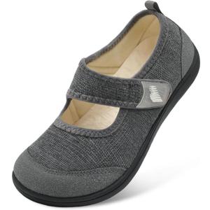 BARERUN Womens Slippers Wide Diabetic Shoes for Women Adjustable House Slippers Swollen Bunions Neuropathy House Shoes Stable Non Slip Barefoot Walking Shoes Indoor Outdoor (7.5 Wide, Darkgrey)