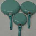 GreenPan Rio Healthy Ceramic Nonstick 7" 9.5" and 11" Frying Pan Skillet Set, PFAS-Free, Dishwasher Safe, Turquoise