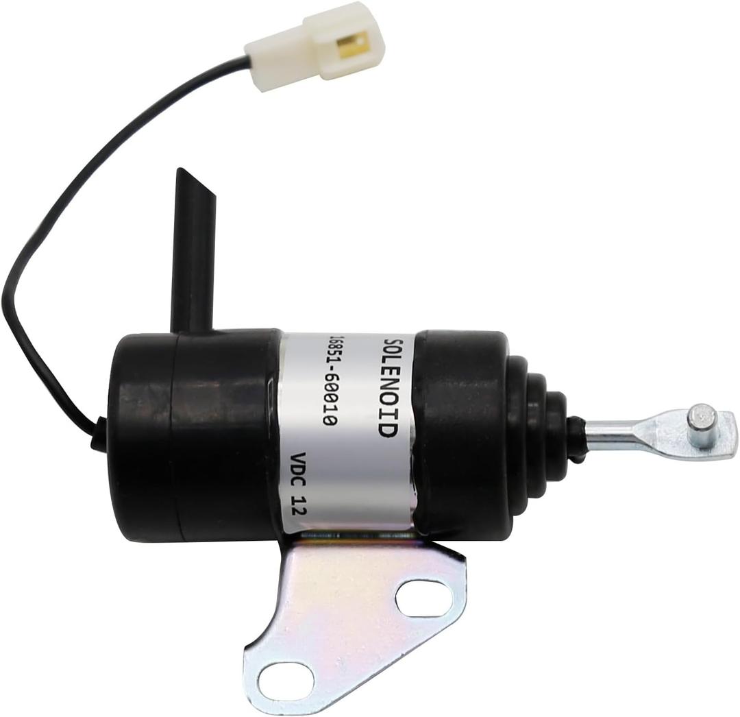 12V Fuel Shut Off Solenoid 16851-60014 1685160014 Replacement for Kubota RTV900 ZD18 ZD21 ZD221 ZD321 ZD323 BX2350D BX2360 BX24D BX25 G2160 TG1860 GR2100 GR2110 GR2120 GR2120B