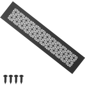 PATIKIL 14 x 3 Inch Door Air Vent Cover, Heavy Duty Aluminum Grille Ventilation Cover Louvered with Mounting Screws for Cabinet Wardrobe Door, Black