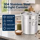 5.55Gal Stainless Steel Canister w/ Lid Flour Storage Container 20lbs (21L), 33x30cm/ 12.99x11.81in