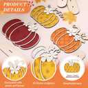 Leinuosen 4 Pcs Thanksgiving Fall Pumpkin Decoration Wooden Tabletop Signs Pumpkin of 4 Size, Autumn Table Centerpieces Season Tray Decor for Halloween Harvest Home Room Decoration(Autumn Colors)