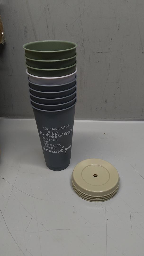 50 Pcs Reusable Coffee Cups Gifts Plastic Tumblers with Lids 16 oz Mother's Day Father's Day Appreciation Gift Gifts for Teacher Staff(Morandi)