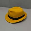 Unisex Trilby Hats Classic Fedora Hats for Women Men Dress Hats Felt Short Brim Fedoras Hat Panama Hat with Band (Yellow)