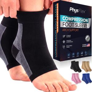 Compression Socks 20-30mmHg for Plantar Fasciitis, Achilles Tendonitis Relief - Ankle Compression Sleeve for Heel Spurs, Foot Swelling & Fatigue - Arch Support Brace for Everyday Use (1 Pair) (Large, Black)