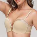 Women's Strapless Bra Full Figure Wireless Push Up Bras Seamless Multiway Convertible Straps Size 34 B, Nude 