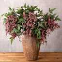 Zeyune 3 Pcs Artificial Dusty Plum Berry Stem Spring Faux Flowers Picks Branches Fake Realistic Sedum Stem Spray for Wedding Holiday Seasonal Farmhouse Mantel Harvest DIY Home Decorations(35 Inch)