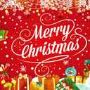Brightown Christmas Garage Door Cover 7x16ft Decorations, with Magnetic Hook and Elastic Cord for Easy Installation, Christmas Decoration Banner Backdrop for 2 Car Garage Door Party Wall Gate (Red)