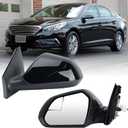 Left Driver Side Mirror Compatible with Hyundai Sonata 2015 2016 2017 2018 2019 Power Glass Manual Folding Heated with Blind Spot Detection 5 Pins Replace HY1320203 | 87610-C2000 (Black)