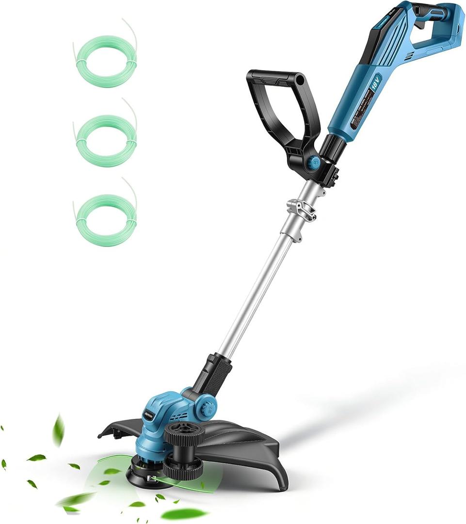 15" Cordless String Trimmer & Lawn Edger for 18V Battery(NOT Included), Electric Weed Wacker Auto Line Feed, Sidewalk Edger Weed Eater for Landscaping, Lawn with 4 Line Spools