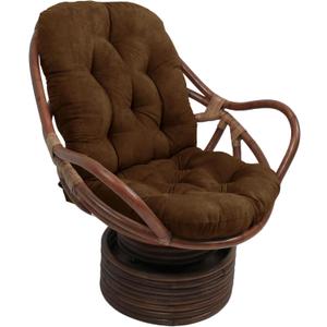Blazing Needles Solid Microsuede Swivel Rocker Chair Cushion, 48" x 24", Chocolate